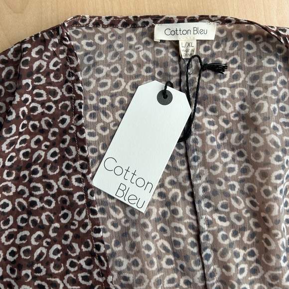 New Cotton Bleu Leopard Print semi-sheer beach cover up - Picture 5 of 8